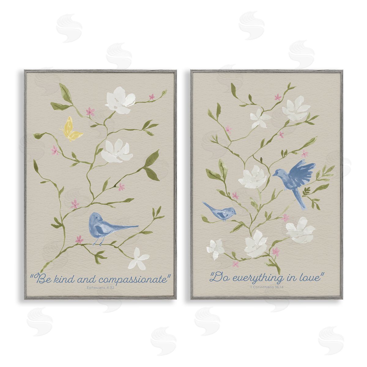 Floral Comforting Proverbs Grey Frame Print Wall Art, Home Decor by Lucille Price