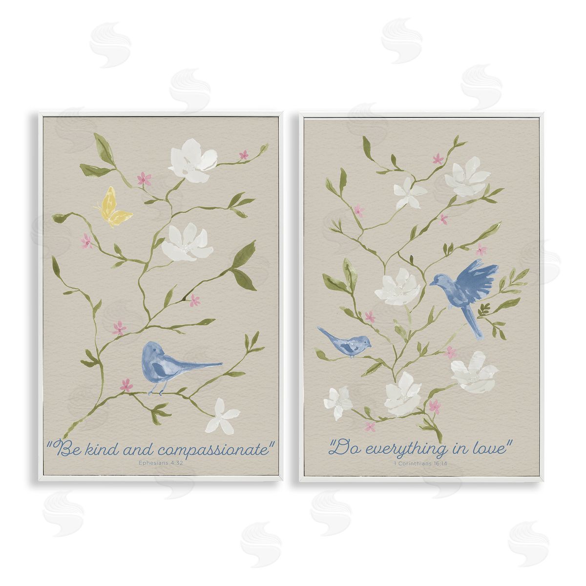 Floral Comforting Proverbs White Frame Print Wall Art, Home Decor by Lucille Price