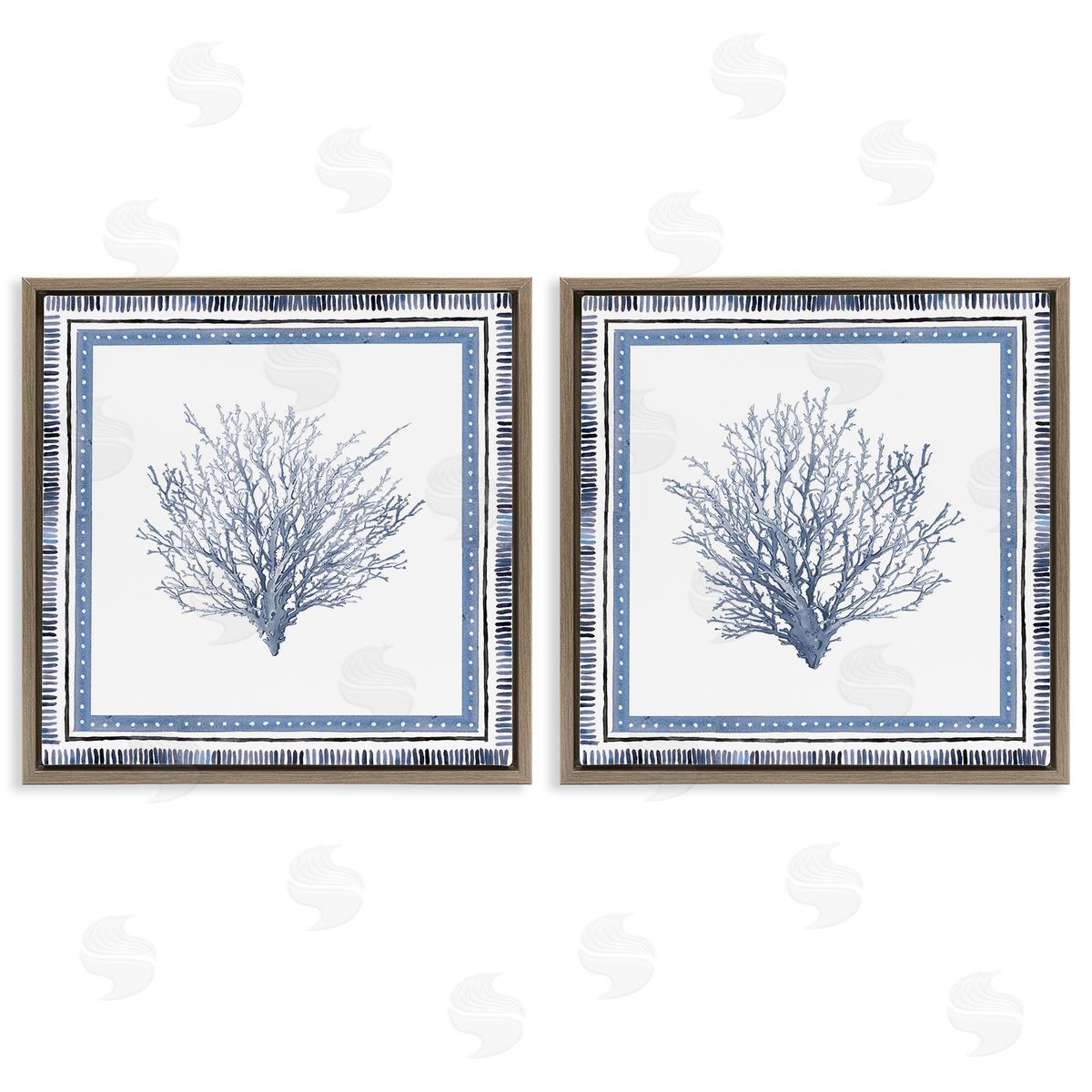 Maritime Coral Tendrils Brown Floating Frame Canvas Wall Art, Home Decor by Lanie Loreth