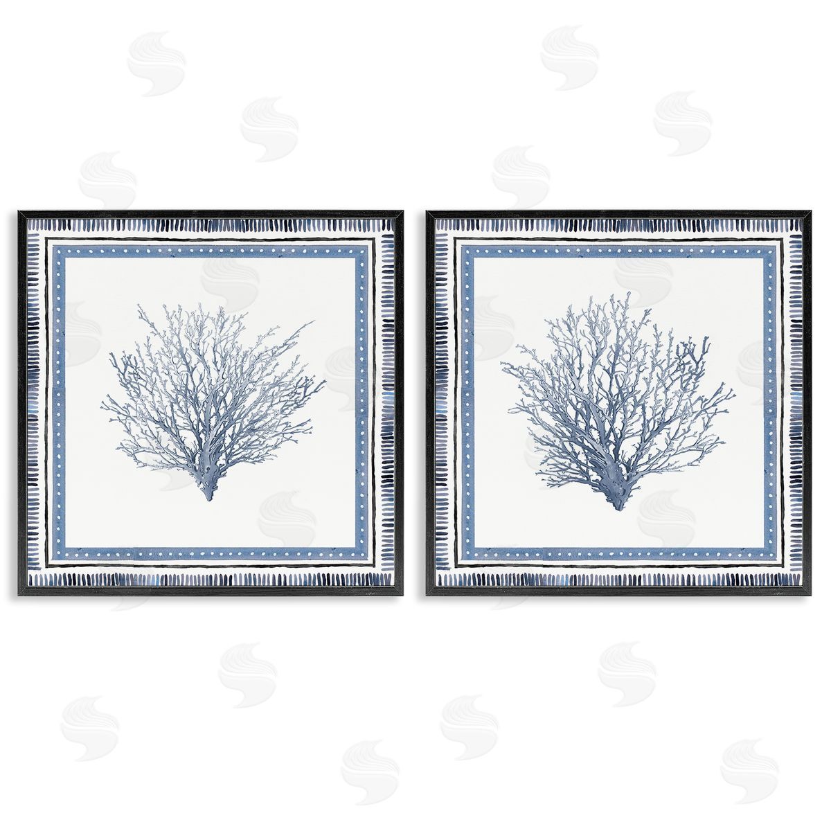 Maritime Coral Tendrils Black Frame Print Wall Art, Home Decor by Lanie Loreth