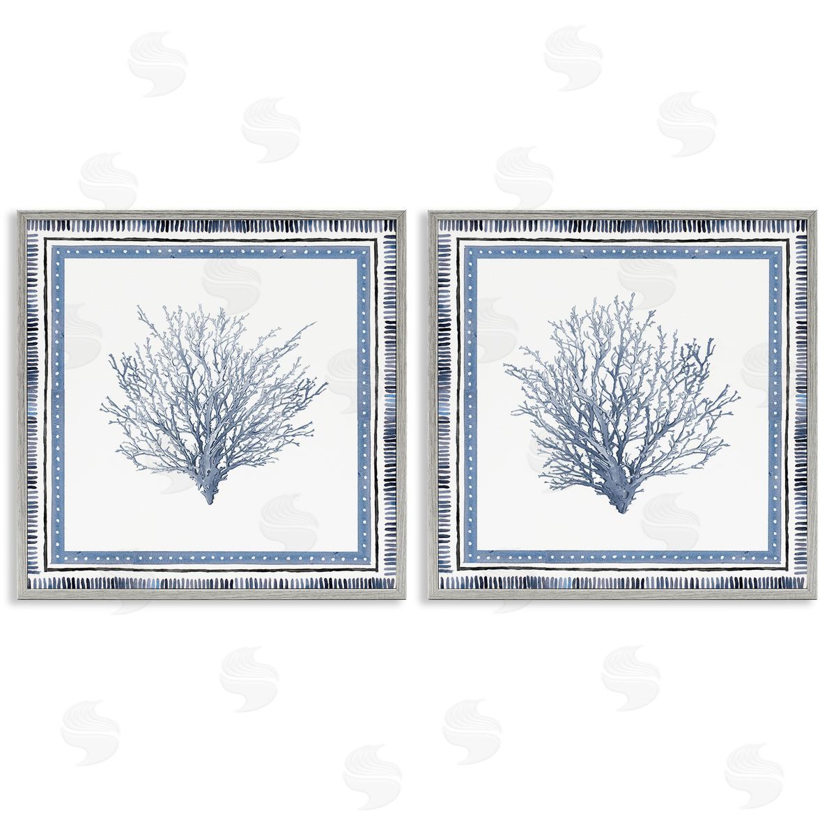 Maritime Coral Tendrils Grey Frame Print Wall Art, Home Decor by Lanie Loreth
