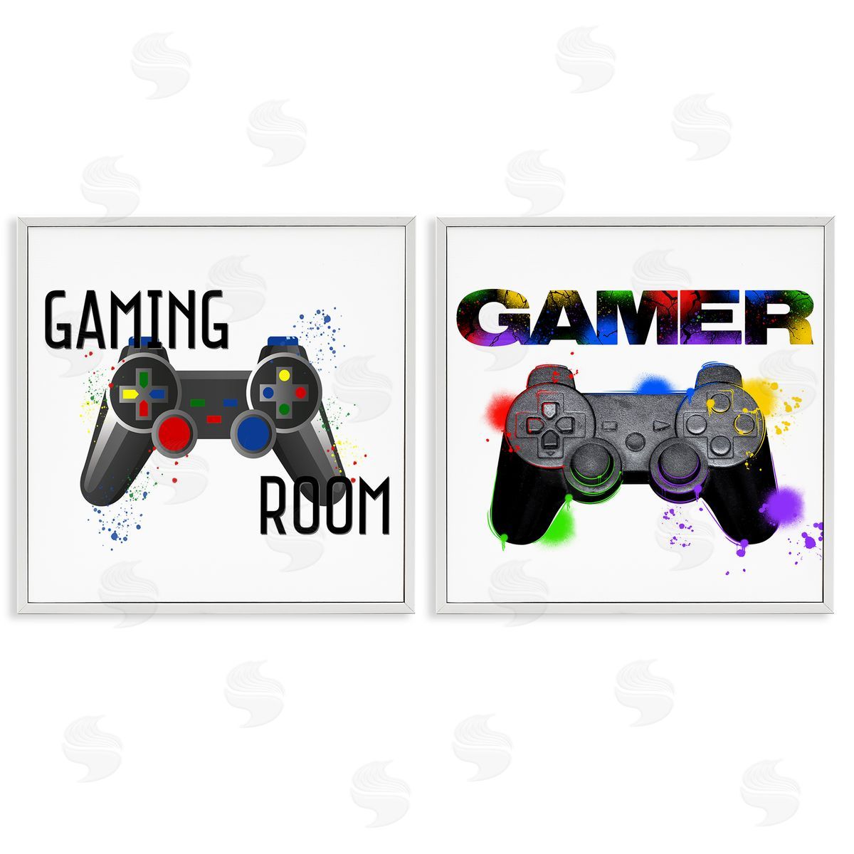 Retro Gaming Room Control White Frame Print Wall Art, Home Decor by Kim Allen, Marcus Prime
