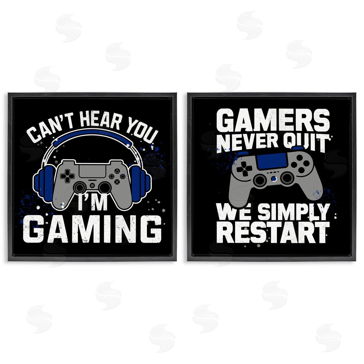 Hardcore Gamer Expressions Black Floating Frame Canvas Wall Art, Home Decor by Kim Allen
