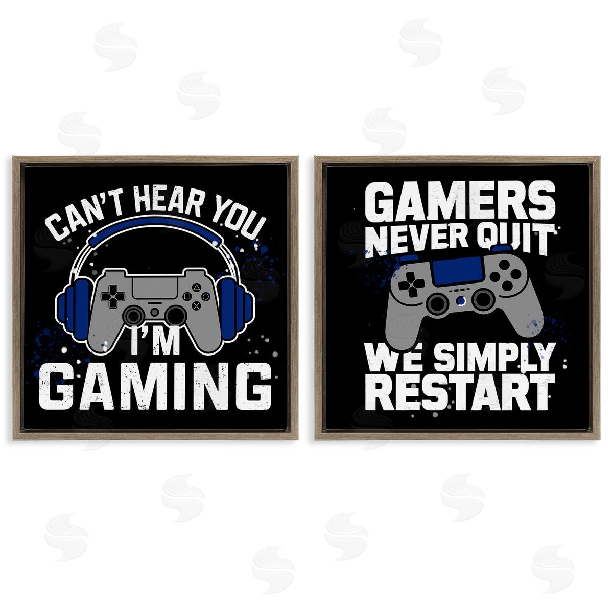 Hardcore Gamer Expressions Brown Floating Frame Canvas Wall Art, Home Decor by Kim Allen