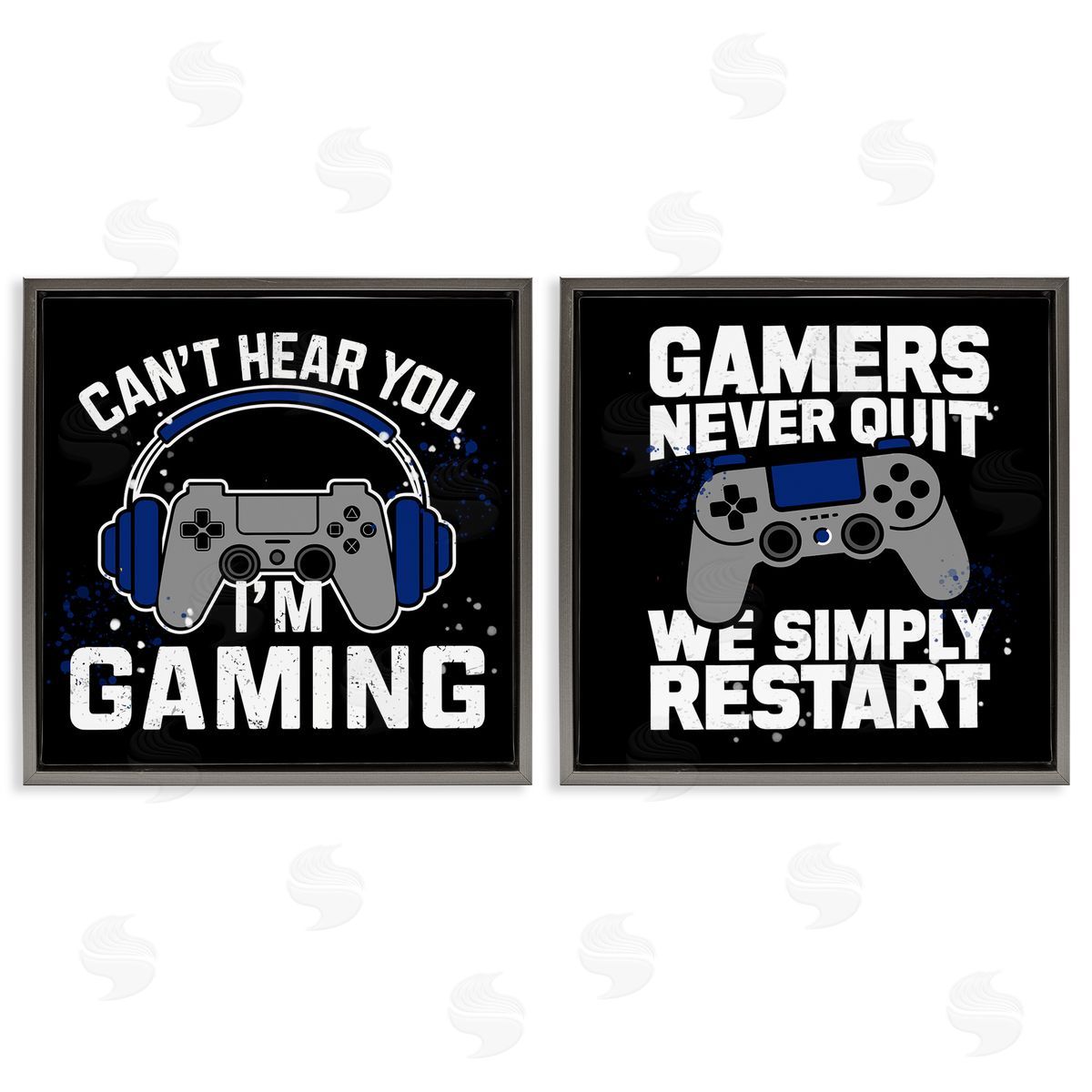 Hardcore Gamer Expressions Grey Floating Frame Canvas Wall Art, Home Decor by Kim Allen