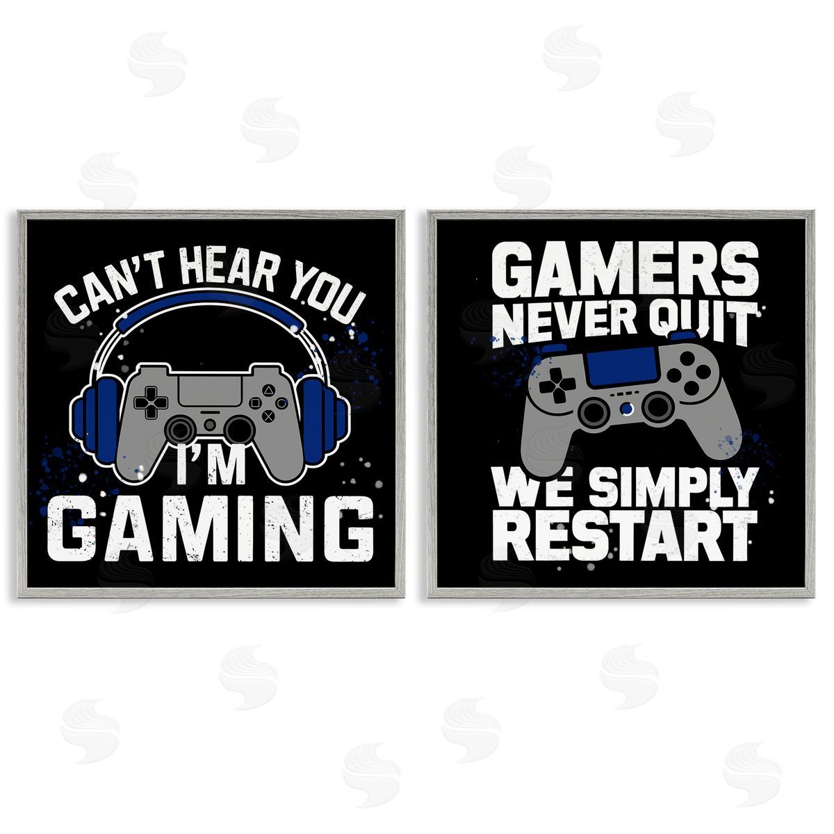 Hardcore Gamer Expressions Grey Frame Print Wall Art, Home Decor by Kim Allen