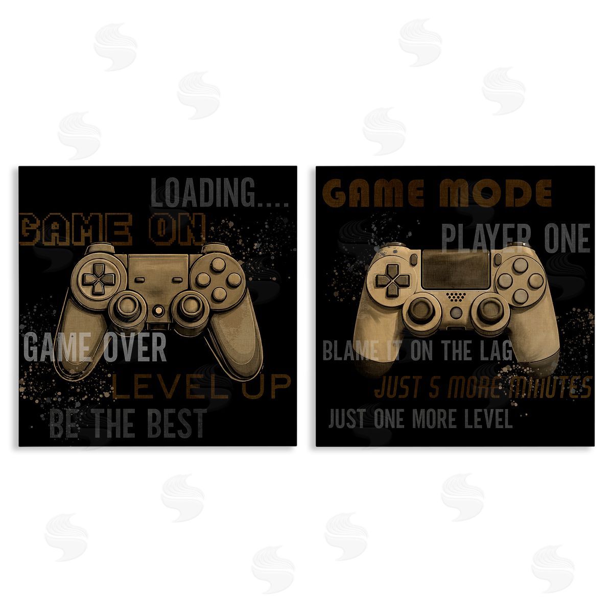 Vintage Game Controls & Phrases Canvas Wall Art, Home Decor by Kim Allen