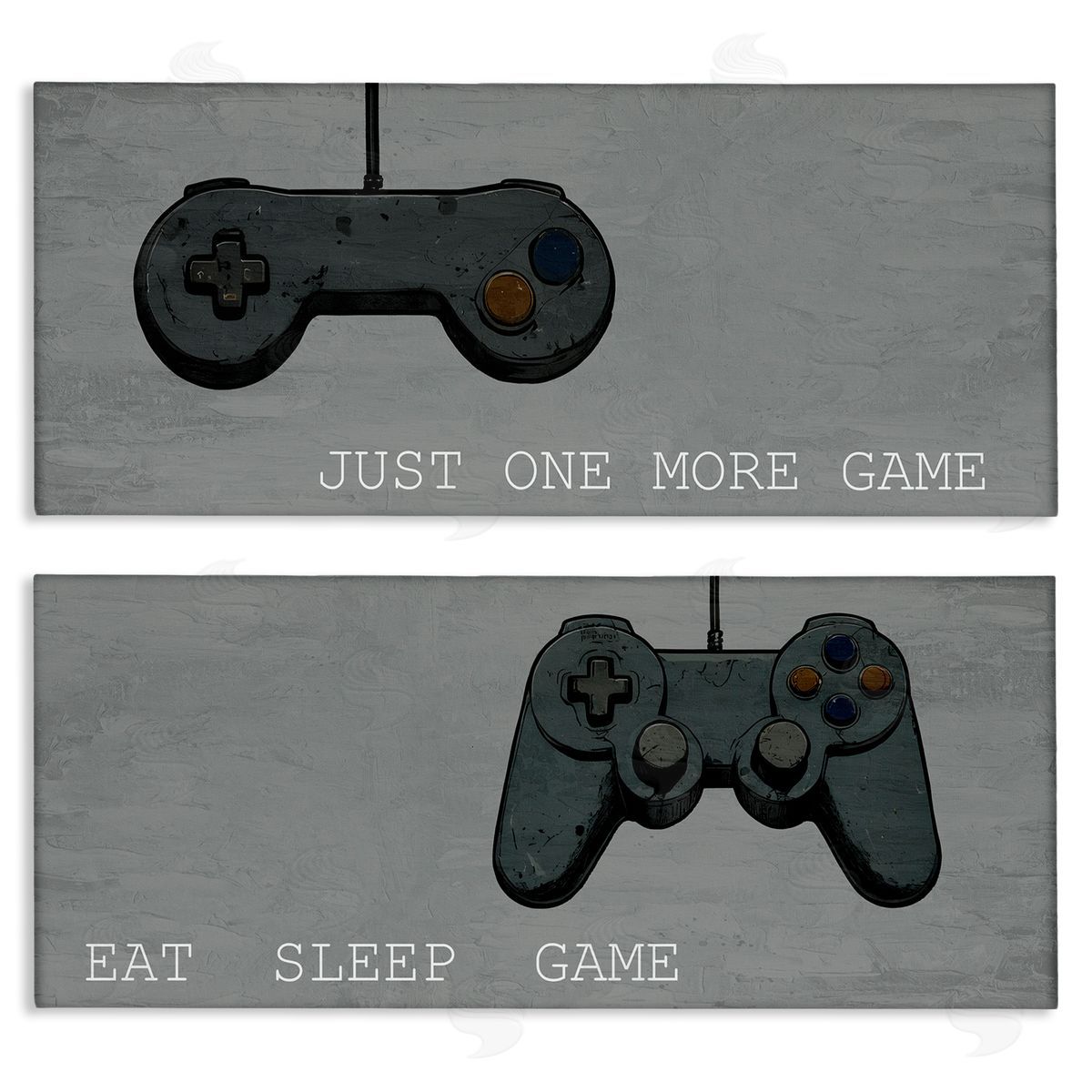Gamer Phrases on Grey Canvas Wall Art, Home Decor by Kim Allen