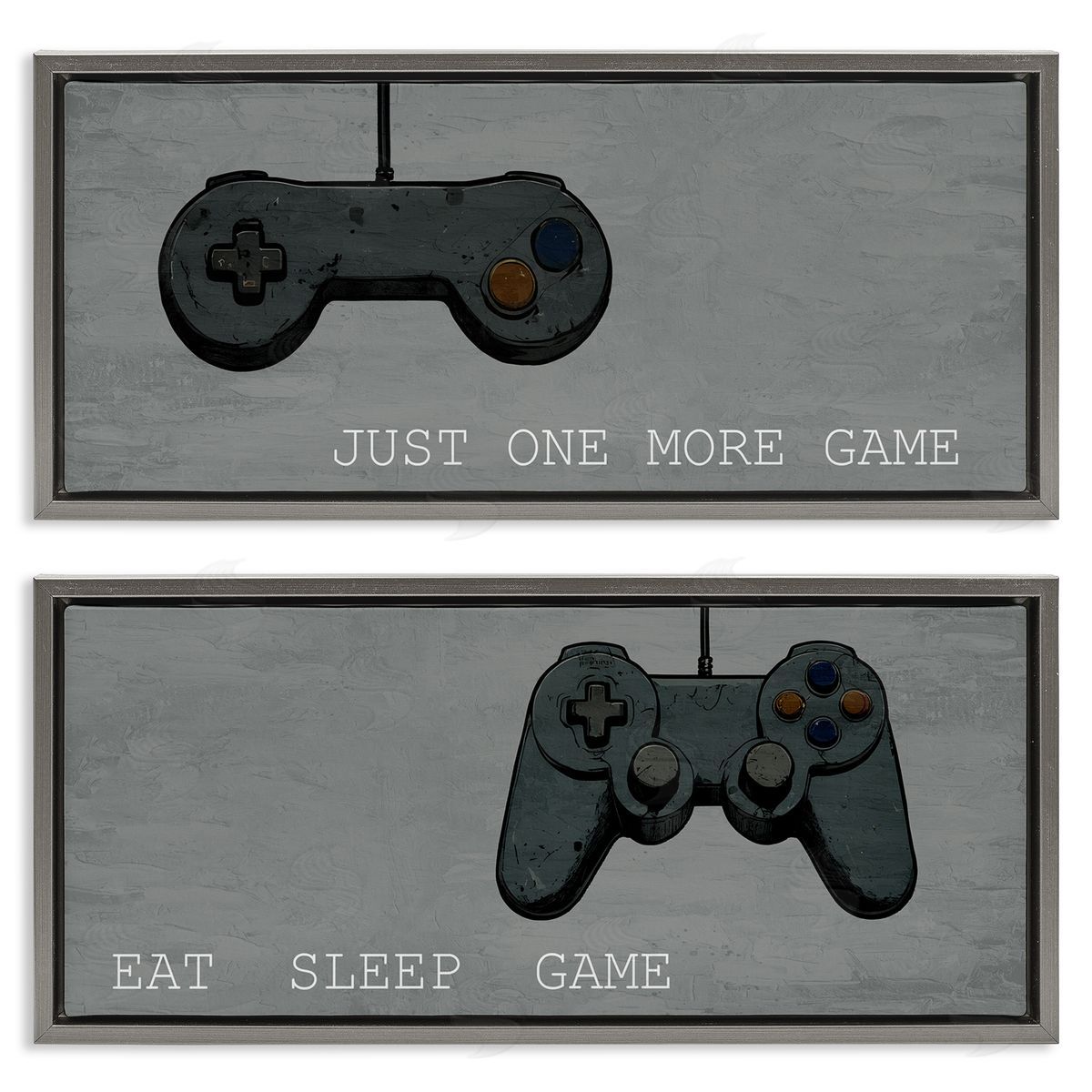 Gamer Phrases on Grey Grey Floating Frame Canvas Wall Art, Home Decor by Kim Allen