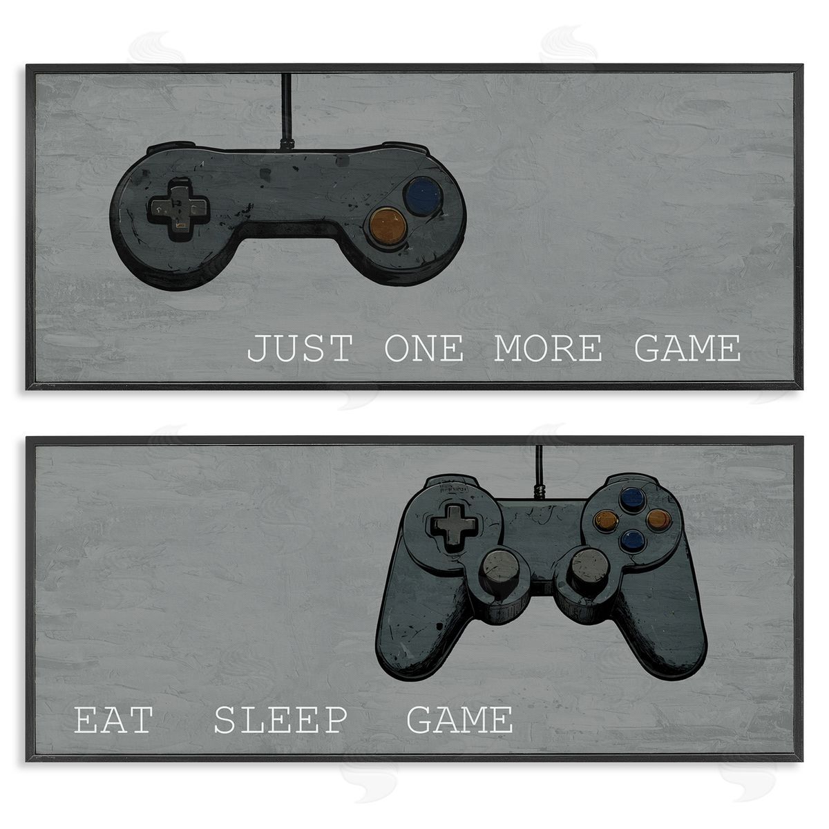 Gamer Phrases on Grey Black Frame Print Wall Art, Home Decor by Kim Allen