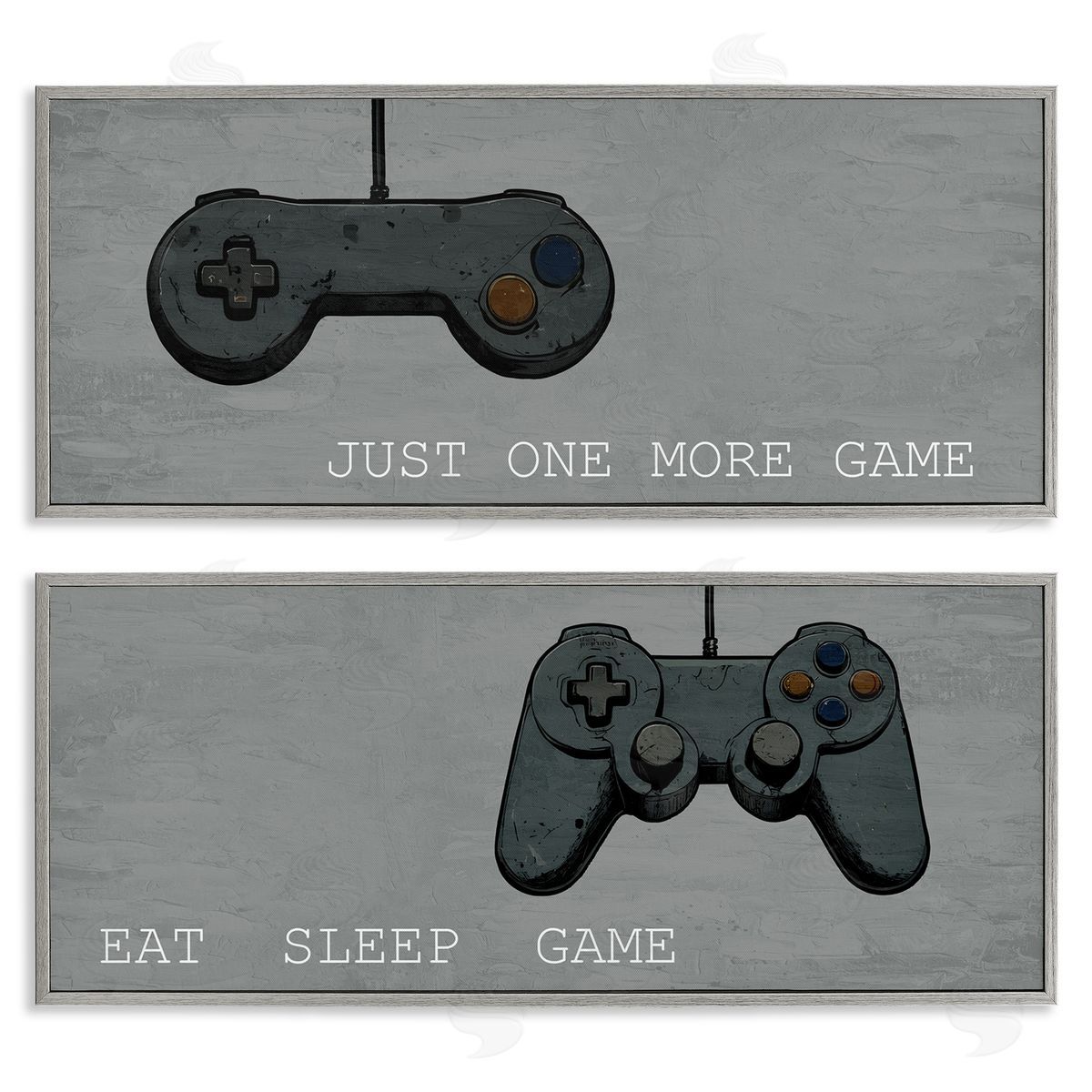 Gamer Phrases on Grey Grey Frame Print Wall Art, Home Decor by Kim Allen