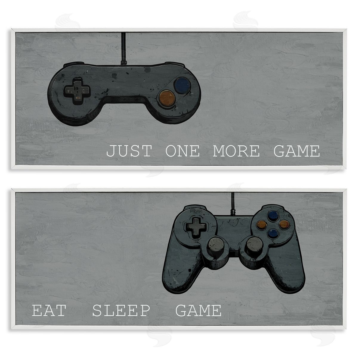 Gamer Phrases on Grey White Frame Print Wall Art, Home Decor by Kim Allen