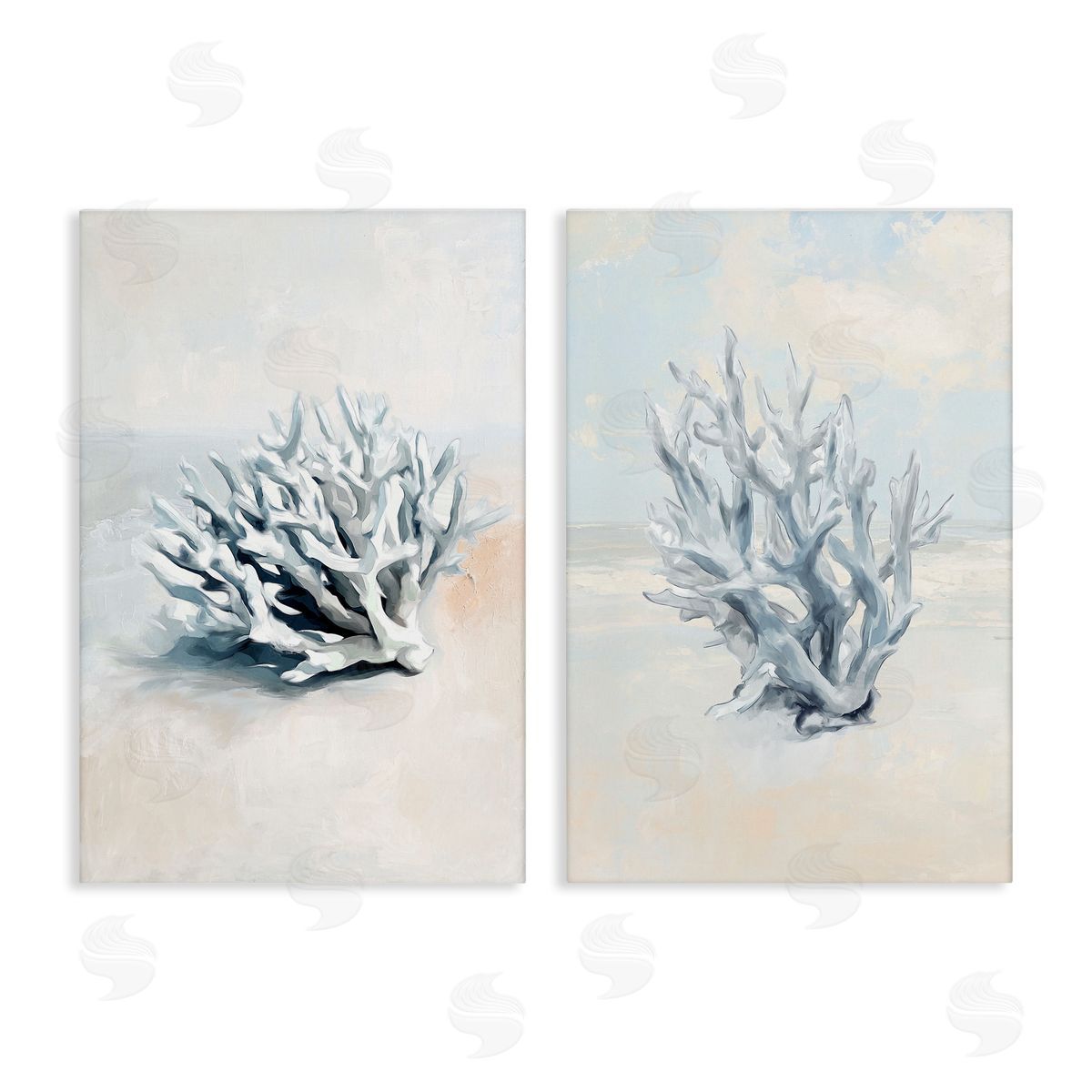 Faded White Coral Branches Canvas Wall Art, Home Decor by Ramona Murdock