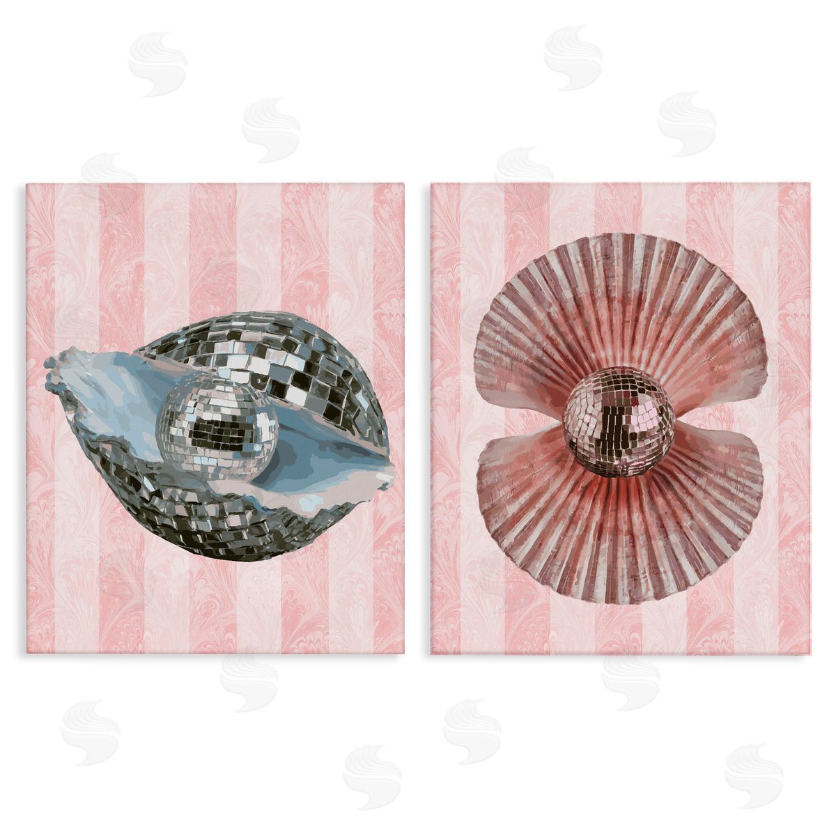 Pastel Disco Ball Sea Life Canvas Wall Art, Home Decor by Stupell Studio