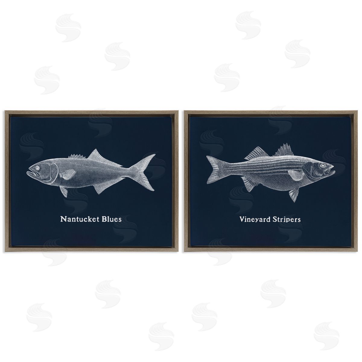 Harbor Fish Phrases Brown Floating Frame Canvas Wall Art, Home Decor by Phillipa Katz