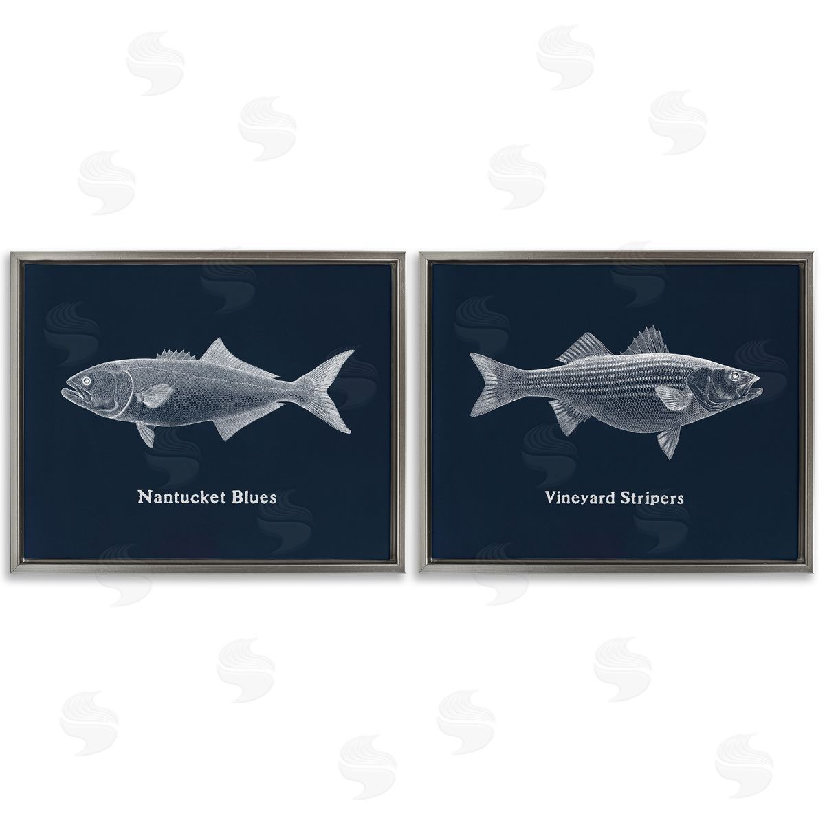 Harbor Fish Phrases Grey Floating Frame Canvas Wall Art, Home Decor by Phillipa Katz