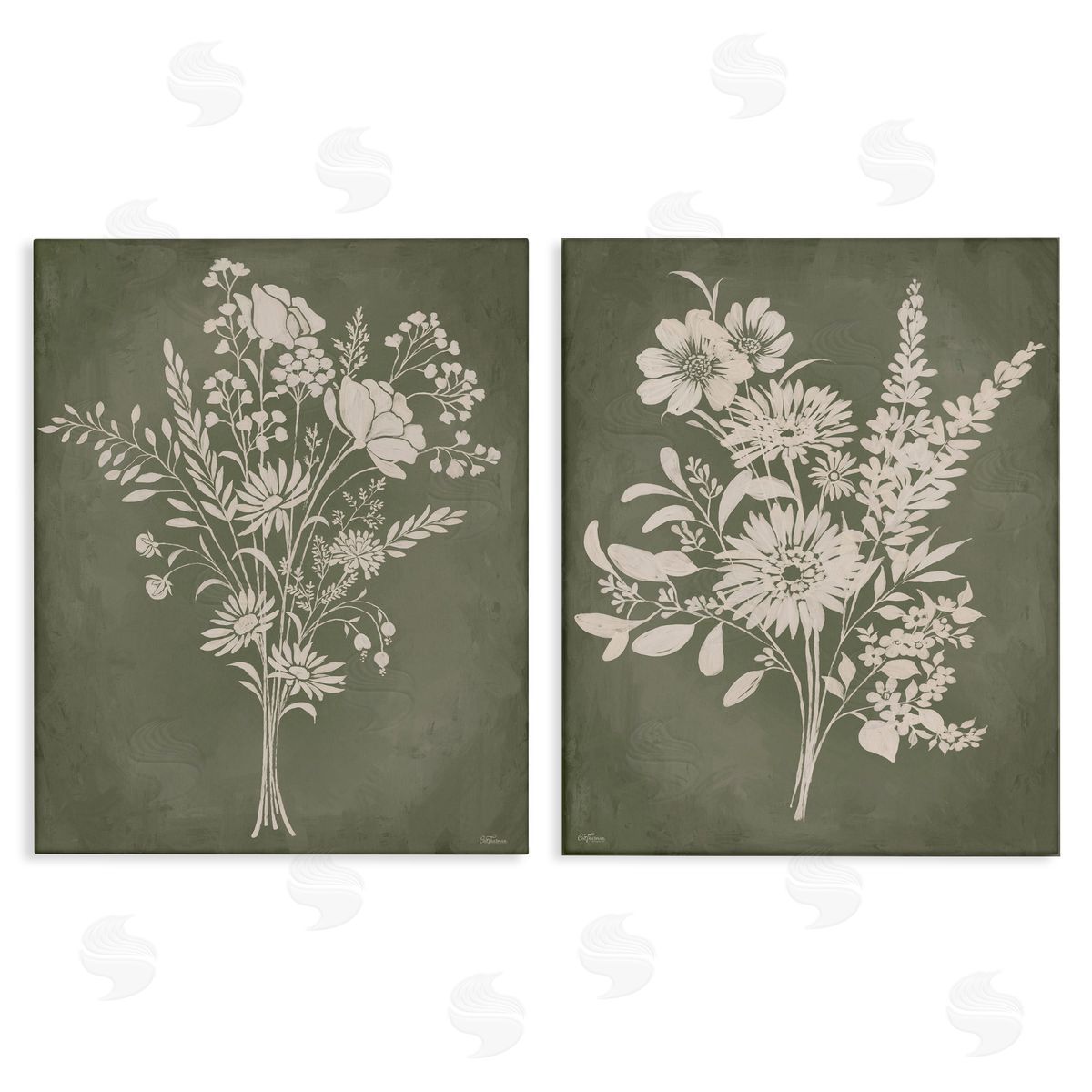 Cat Thurman Designs | Wildflower Silhouettes on Green