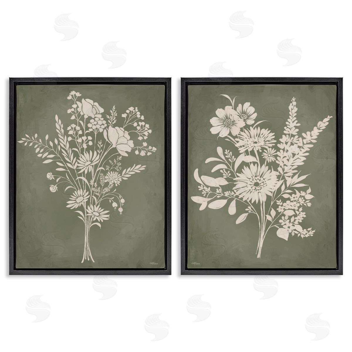 Cat Thurman Designs | Wildflower Silhouettes on Green