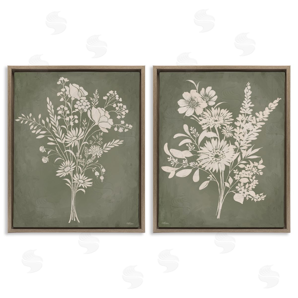 Cat Thurman Designs | Wildflower Silhouettes on Green