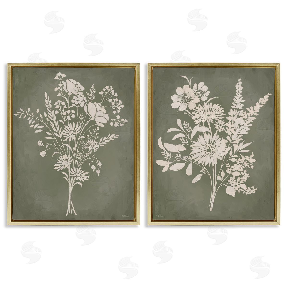 Cat Thurman Designs | Wildflower Silhouettes on Green