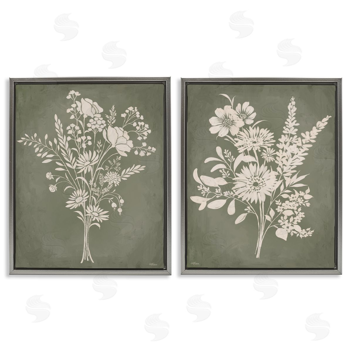 Cat Thurman Designs | Wildflower Silhouettes on Green