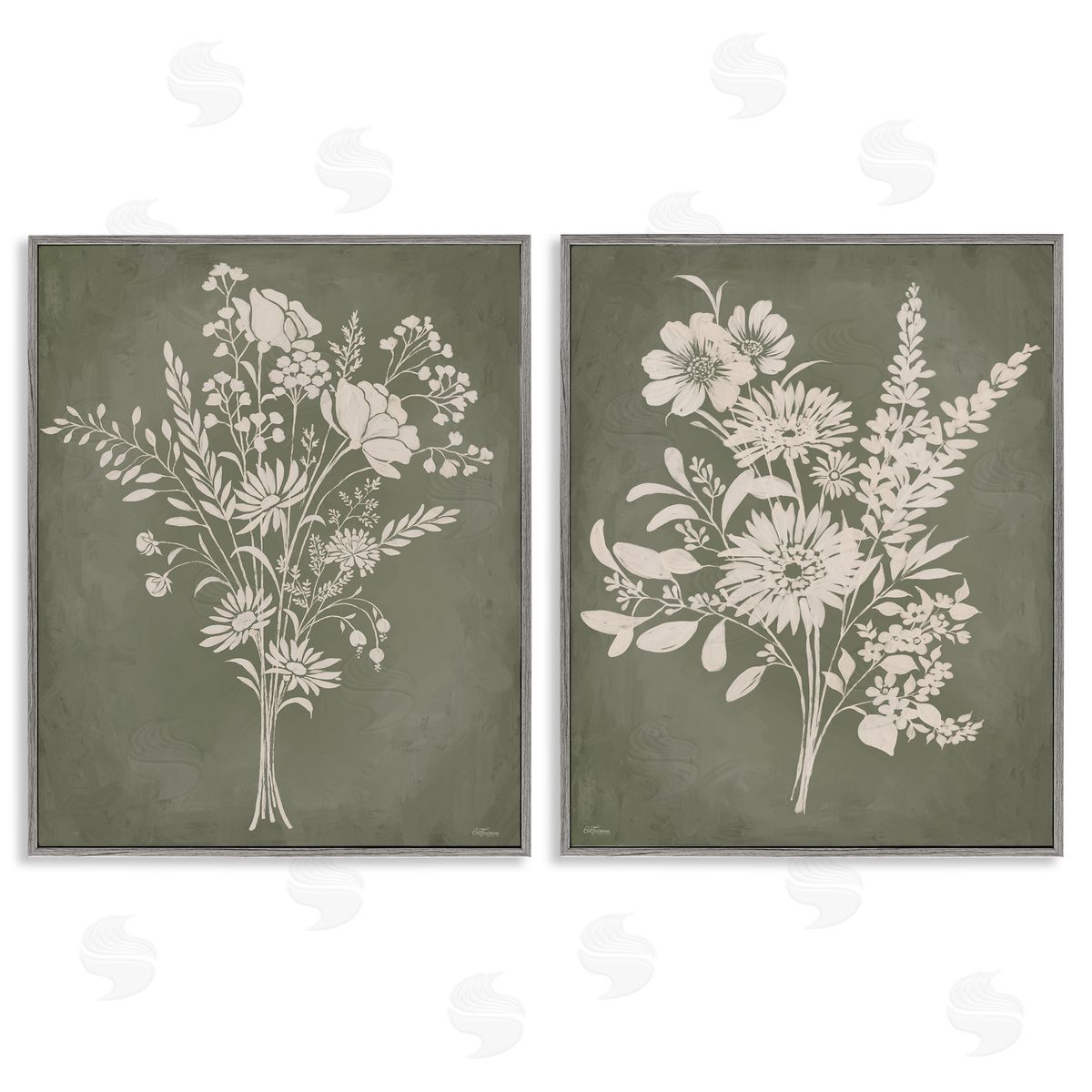 Cat Thurman Designs | Wildflower Silhouettes on Green