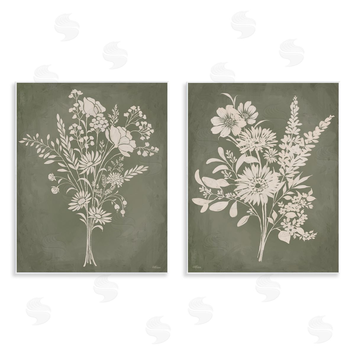 Cat Thurman Designs | Wildflower Silhouettes on Green
