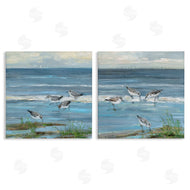 Sally Swatland | Beach Shore with Sandpipers & Grasses