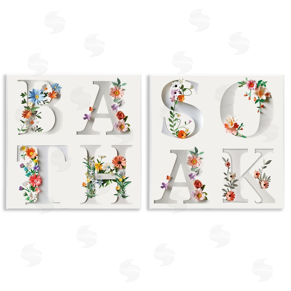 Susan Arnot | Relaxing Floral Bathroom Typography