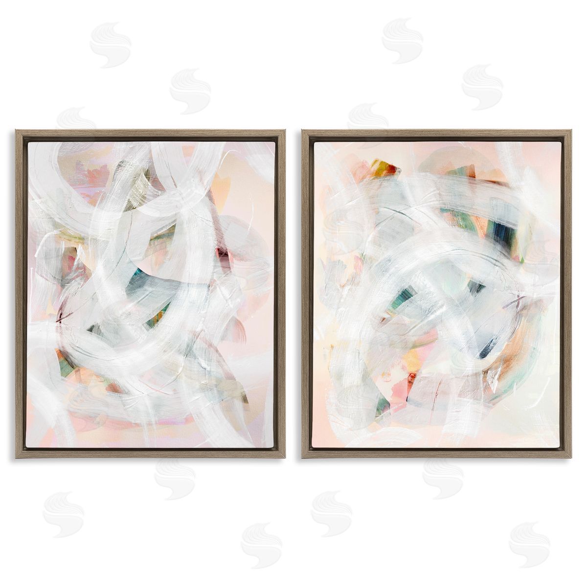 Subtle & Soft Abstraction Brown Floating Frame Canvas Wall Art, Home Decor by Gemma Bardot