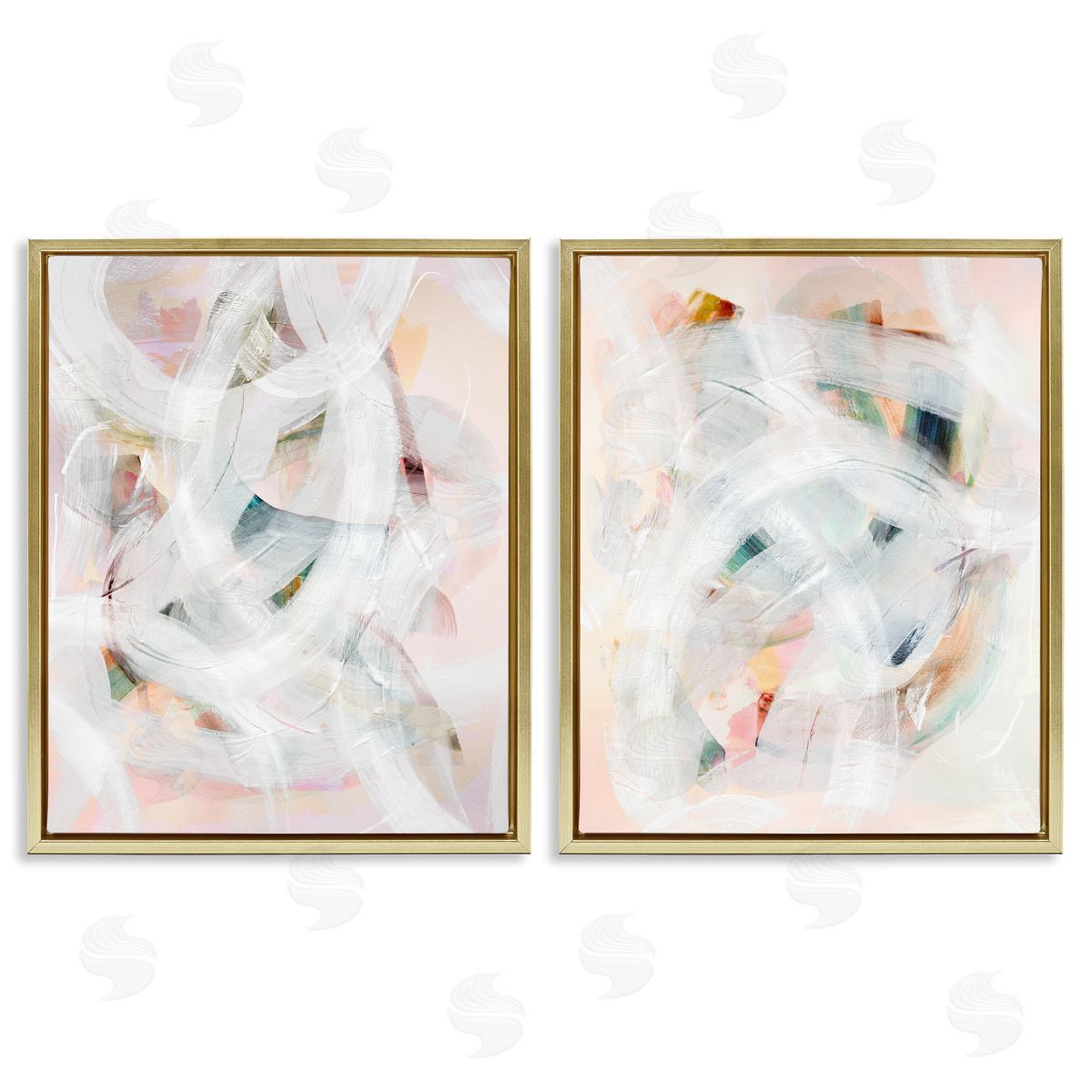Subtle & Soft Abstraction Gold Floating Frame Canvas Wall Art, Home Decor by Gemma Bardot
