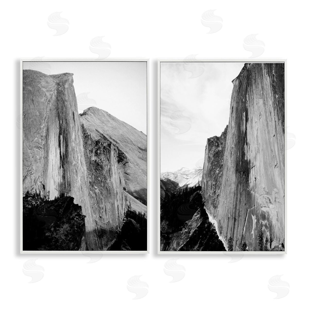 Monochrome Yosemite Cliffs White Frame Print Wall Art, Home Decor by Gemma Bardot