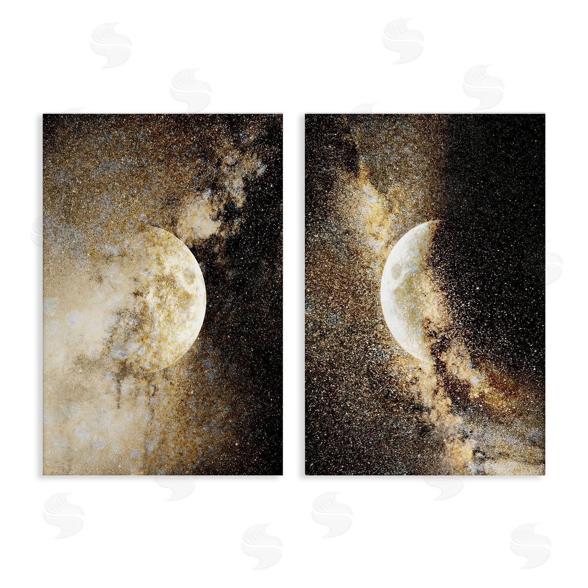 Moons with Starry Nebulas Canvas Wall Art, Home Decor by Gemma Bardot