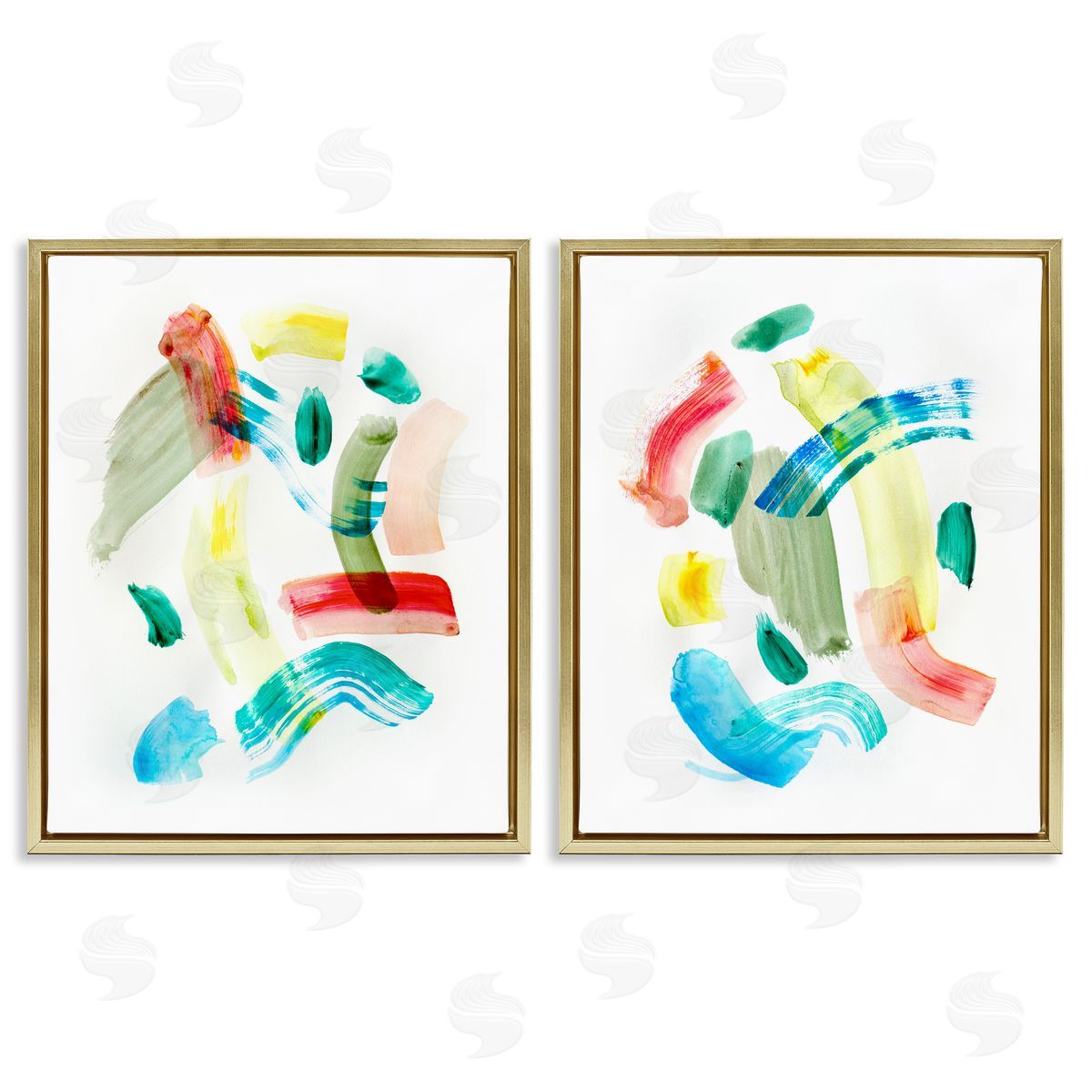 Macarana Abstract Hues Gold Floating Frame Canvas Wall Art, Home Decor by Gemma Bardot