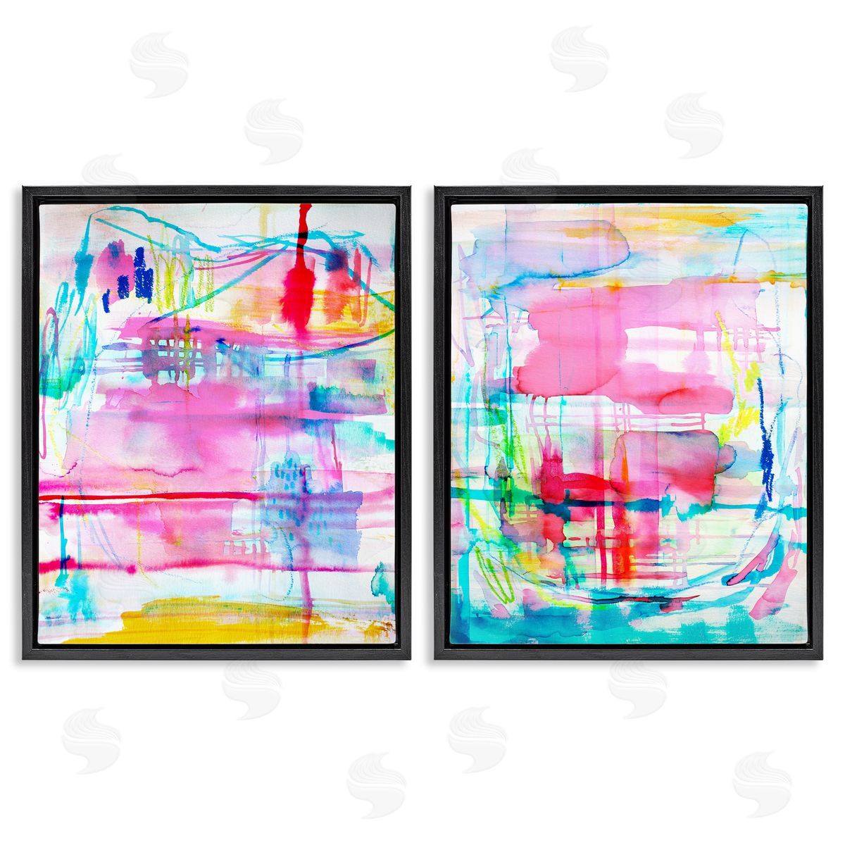 Vibrant Chaos Abstractions Black Floating Frame Canvas Wall Art, Home Decor by Gemma Bardot