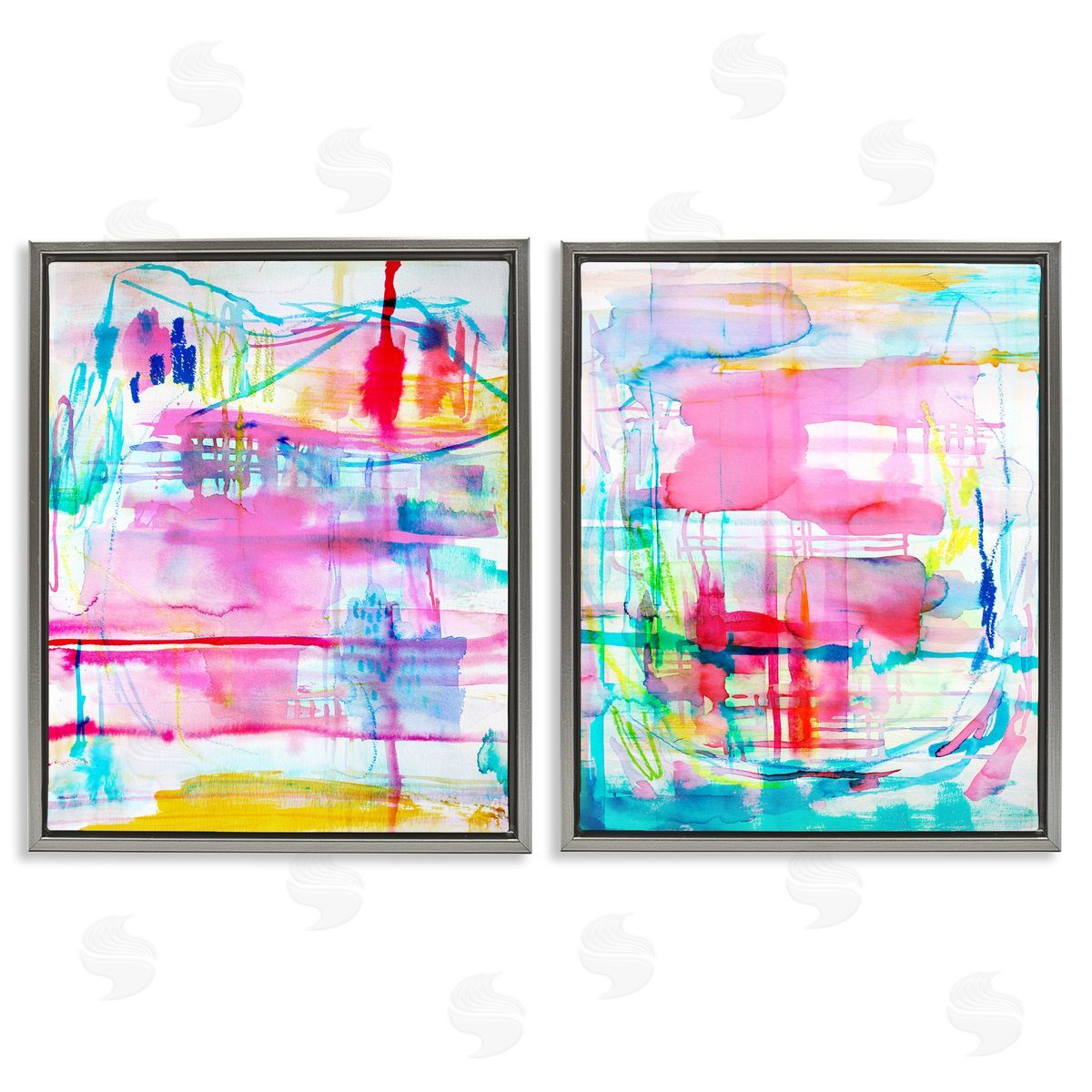 Vibrant Chaos Abstractions Grey Floating Frame Canvas Wall Art, Home Decor by Gemma Bardot