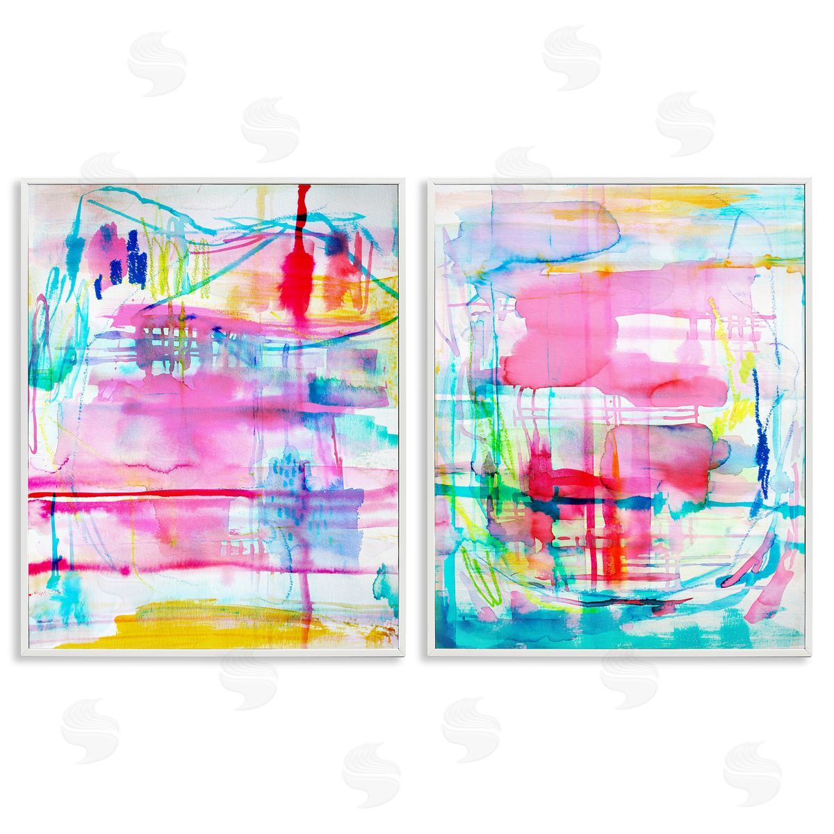 Vibrant Chaos Abstractions White Frame Print Wall Art, Home Decor by Gemma Bardot
