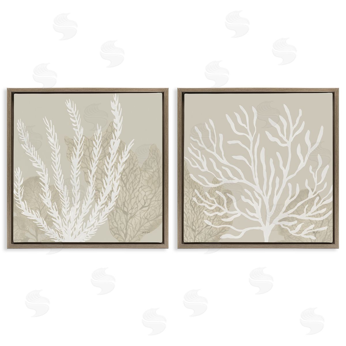 Yvette St. Amant | Muted Coral Branches on Beige