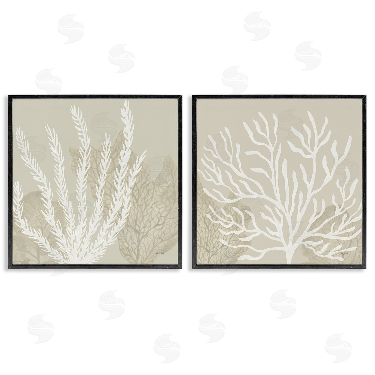 Yvette St. Amant | Muted Coral Branches on Beige