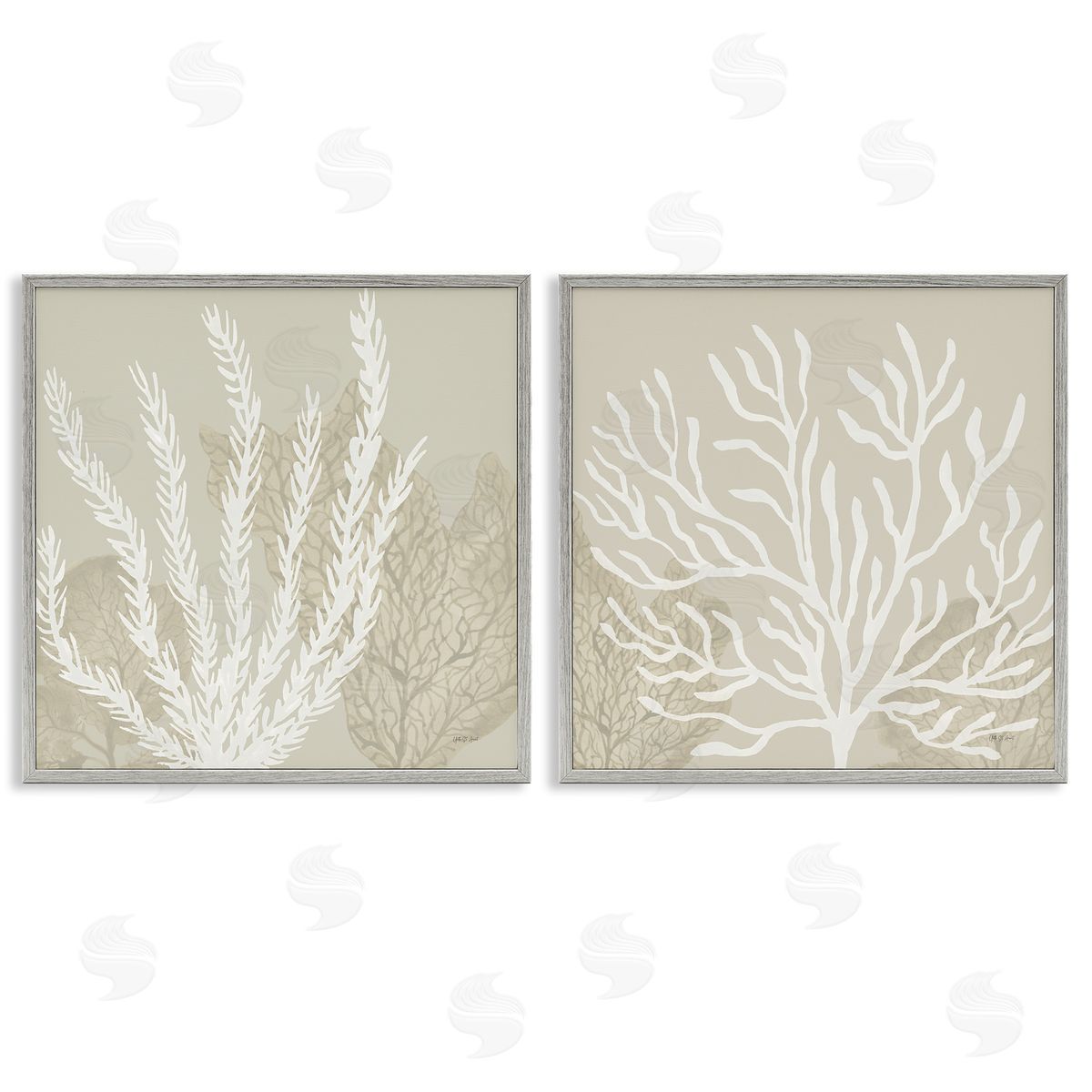 Yvette St. Amant | Muted Coral Branches on Beige