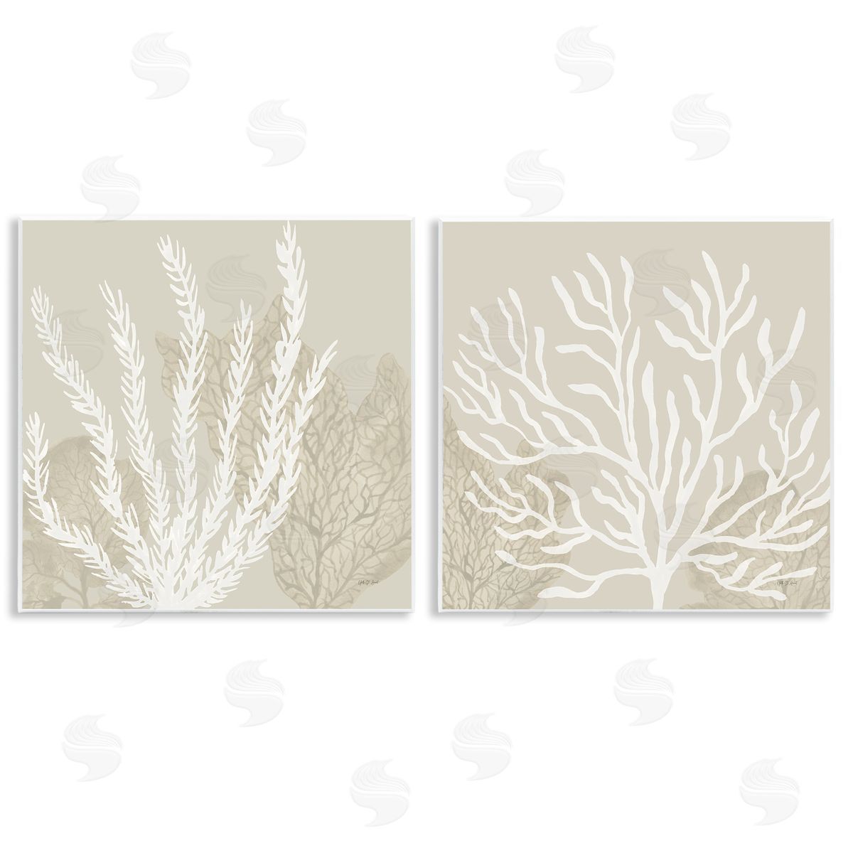 Yvette St. Amant | Muted Coral Branches on Beige