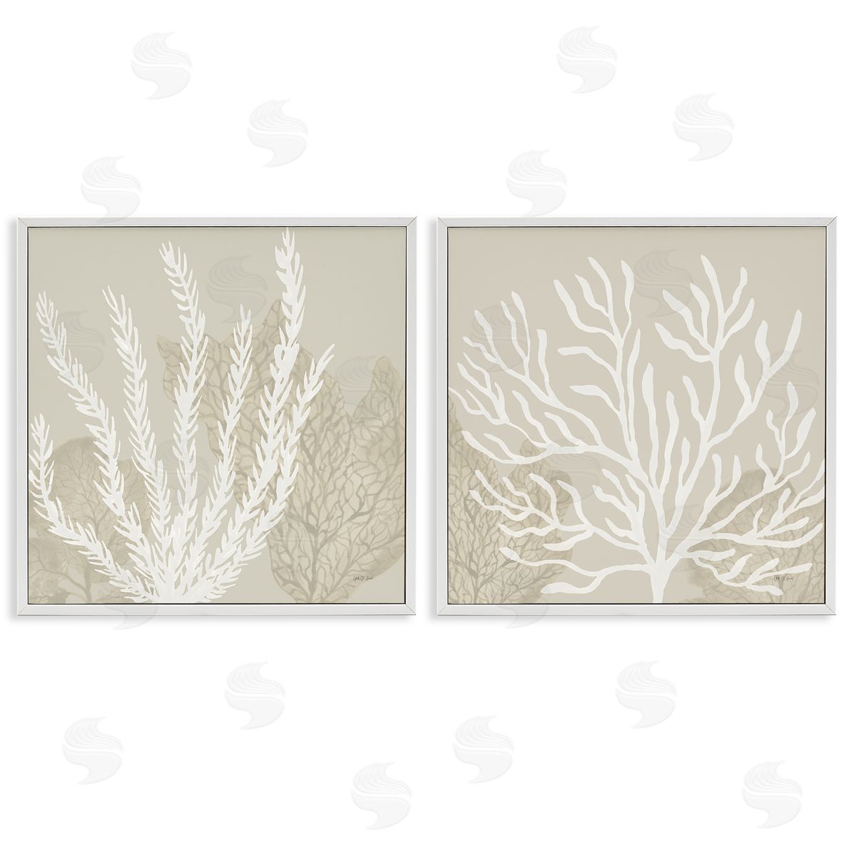 Yvette St. Amant | Muted Coral Branches on Beige