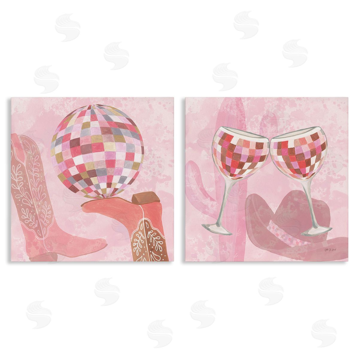 Yvette St. Amant Disco Cowgirl Western Glam Canvas Wall Art Set