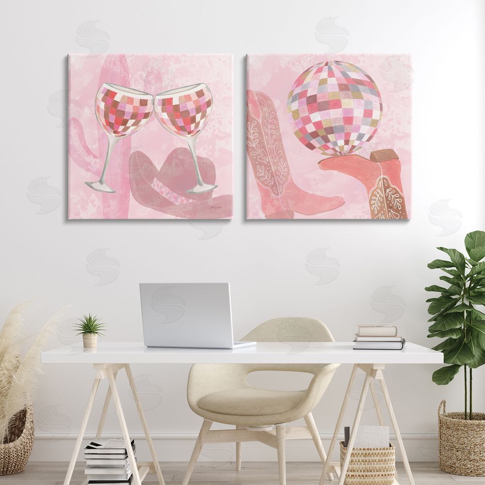 Yvette St. Amant Disco Cowgirl Western Glam Printed Wall Art Set in Room