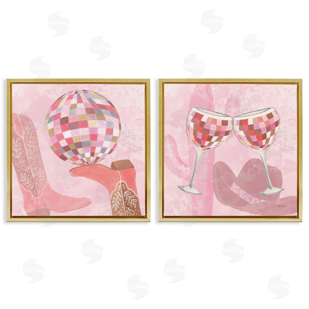 Yvette St. Amant Disco Cowgirl Western Glam Gold Floating Frame Canvas Art Set