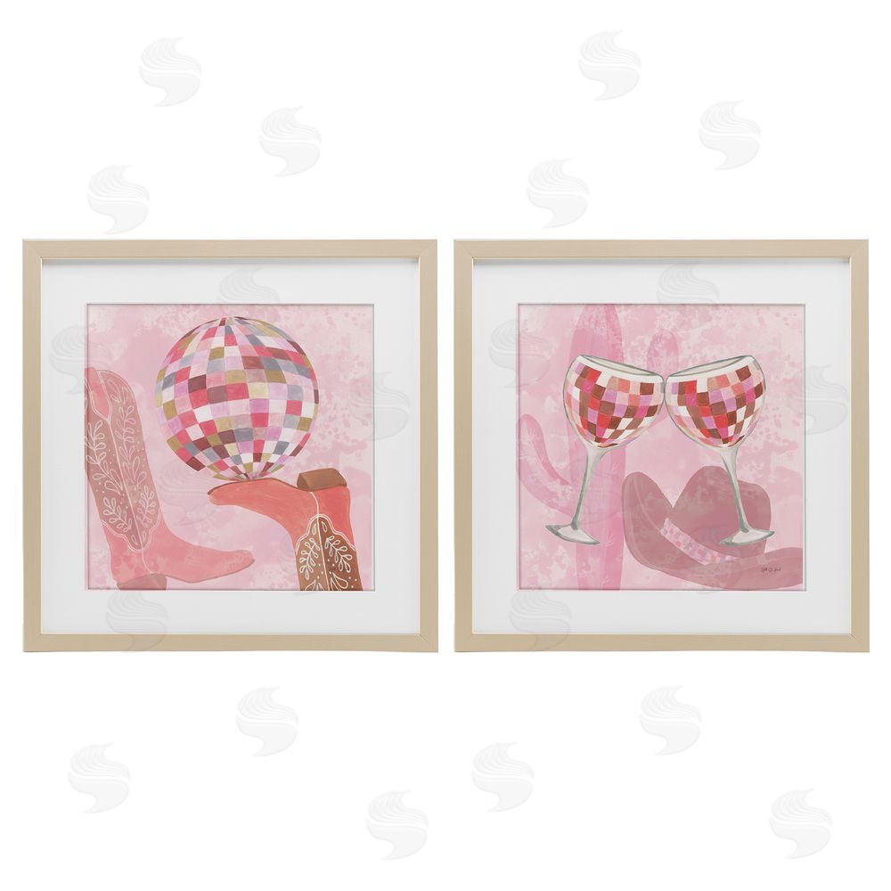 Yvette St. Amant Disco Cowgirl Western Glam Birch Framed Print Under Glass Set