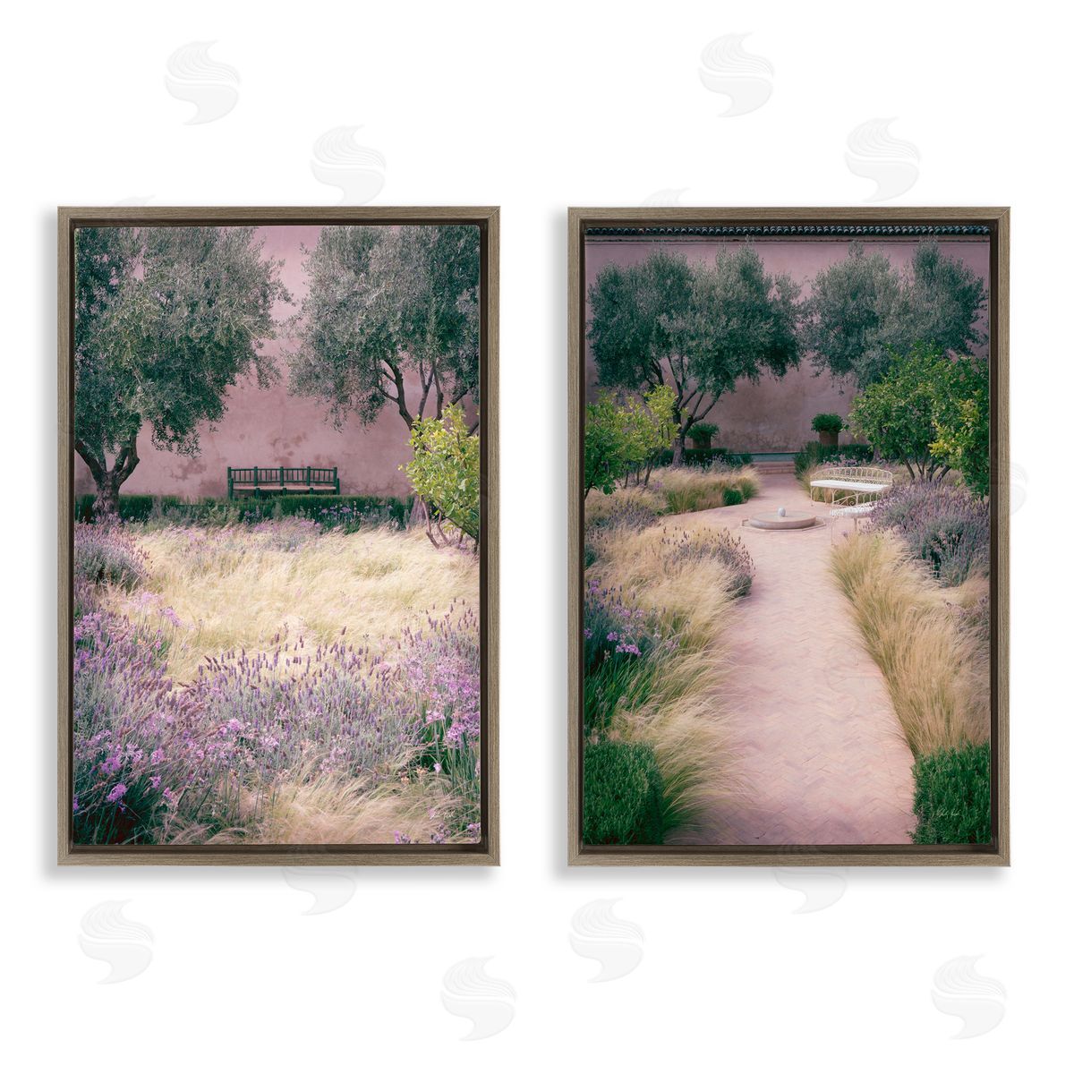 Deborah Revell Natural Paradise Garden Benches Canvas Wall Art Print