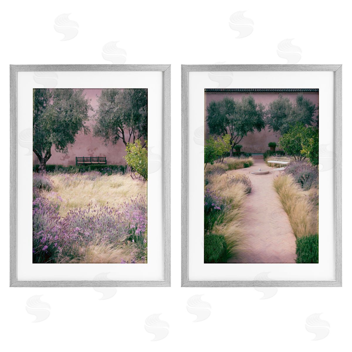 Deborah Revell Natural Paradise Garden Benches Canvas Wall Art Print