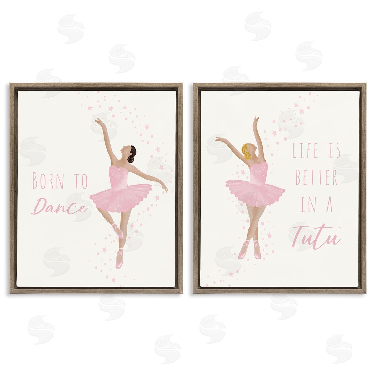 Inspiring Ballerina Sentiments Brown Floating Frame Canvas Wall Art, Home Decor by Chen Alyesh