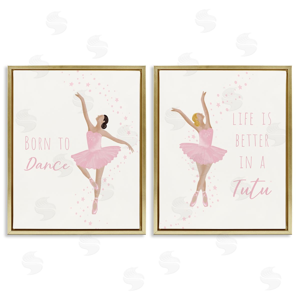 Inspiring Ballerina Sentiments Gold Floating Frame Canvas Wall Art, Home Decor by Chen Alyesh